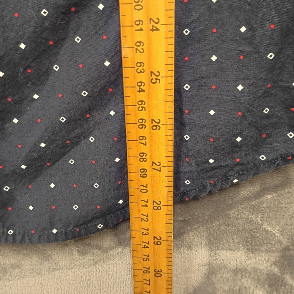 Tommy Hilfiger Classic Fit Mens M Short Sleeve Button Down Shirt Blue Dot Print - Picture 6 of 10